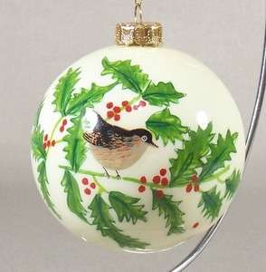 Sparrow Bird Plastic Li Bien Inside Painted Ornament Holly Berries 