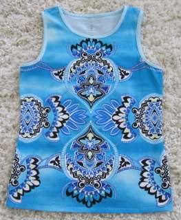   Printed Muscle up tank top Athletic shirt Kauai Lotus Blue M  