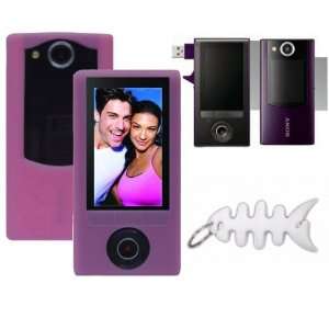Pink Soft Silicone Skin Case + Screen Protector for Sony Bloggie Duo 