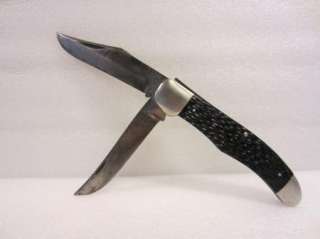 Vintage KA BAR Hunting Knife Folding Pocket Knife Black Delpin Handles 