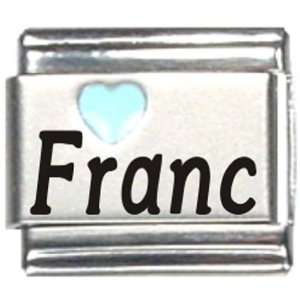  Franc Light Blue Heart Laser Name Italian Charm Link 