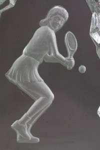 Pattern Lady tennis player with ball & racquet, block design