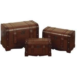   of 3 Belize Classic Old Time Decor Wood Chest Trunks