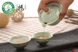 Green Crystal * Porcelain Gaiwan & Teacups Tea Set YL  