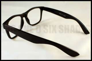 NERD Geek Eyeglasses Retro Style Clear Lens BLACK Thick Frame  