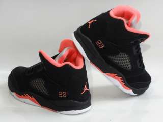 Nike Air Jordan 5 Black Pink Shoes Preschool Girl 3  
