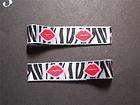 Valentine Pink/Red Kissy Lips on Black & White Zebra Stripes Satin 