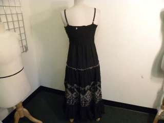 SUGAR LIPS Black Cotton Embroidered Peasant Dress L  