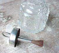 Antique Desk Set Cut Glass Glue Pot w Whiting Sterling Silver Lid 