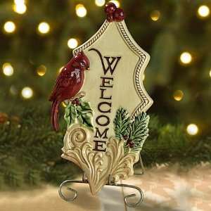  Boughs of Holly Welcome Plaque with Stand 9in Toys 