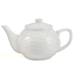   Porcelain White Textured Teapot Sul Tavolo 42 Ounce