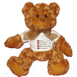  HUG MY MONKEY CHECKLIST Plush Teddy Bear with WHITE T 