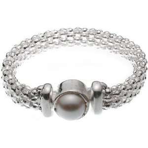  Silver Mesh Magnetic Bracelet with Pearl Clasp Jewelry