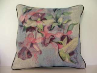 Hummingbirds w Flowers A.Hautman Tapestry Pillow New  