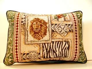 Safari  Lion & Animal Prints Tapestry Pillow New  