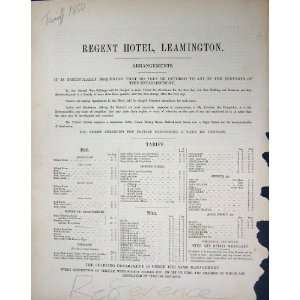    1850 Regent Hotel Leamington England Prices Tarriff