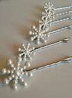 White Pearl Snowflake Bobby Pins~ Bridal Christmas Sparkle Wedding 