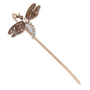 Copper tone Dragonfly w/ Clear Crystals Bookmark Jewelry