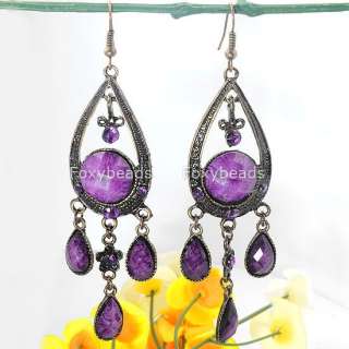 New *8 Style Purple Resin Bohemian Boho Crystal Bronze Dangle 