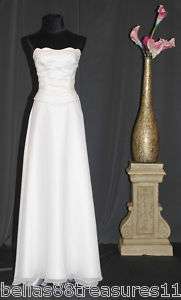 Eden Bridal Strapless Chiffon Wedding Gown White Size8  