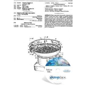    NEW Patent CD for TOOLING FOR VIBRATABLE BOWL 