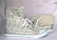 COACH SILVER BONNEY SHEARLING SNEAKERS SHOES SIZE 7.5 NEW MSRP$149 