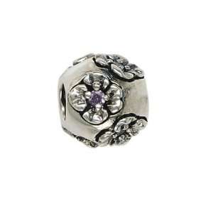 151083 Flower Bead in Sterling Silver with Purple Swarovski Zirconia 