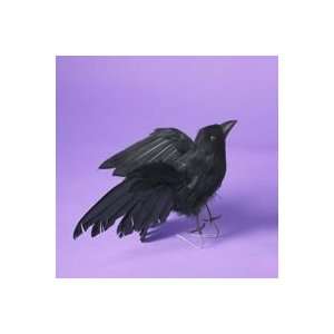   Pack of 12 Feathered Flying Black Crow Halloween Table Top Figures 8