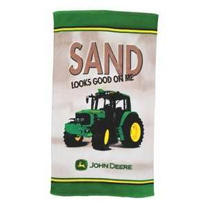  John Deere Sand Looks Good On Me Beach Towel   Tan 