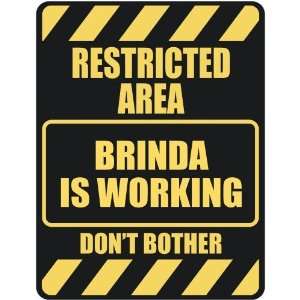  RESTRICTED AREA BRINDA IS WORKING  PARKING SIGN