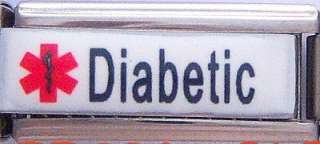 New Diabetic Medical Alert Curved Super Link Italian Charm Free 
