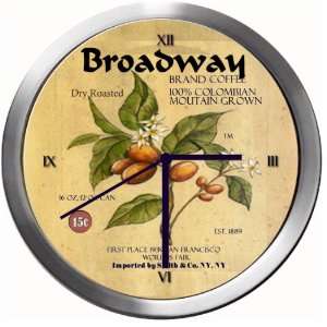  BROADWAY 14 Inch Coffee Metal Clock Quartz Movement 