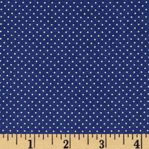  44 Wide China Blue Ditzy Dot White/Navy Fabric By The 