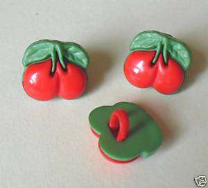 36 Red Cherries Buttons Scrapbooking Applique Baby SB54  