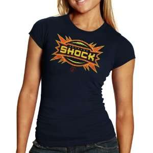  AFL Spokane Shock Ladies Official Logo T shirt   Navy Blue 