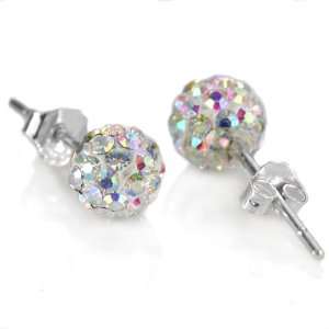   Crystal AB Swarovski Crystal 10mm Size Disco Ball Studs Earrings (101
