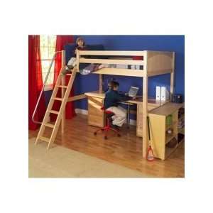  Maxtrix Kids Full High Loft Bed with Long Desk and 3 1/2 