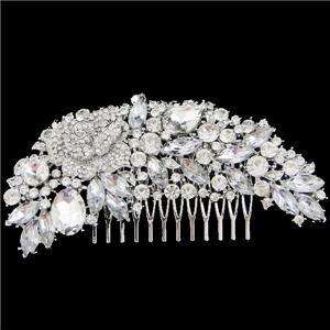 Bridal Rose Hair Comb Tiara Crown w/ Swarovski Crystal  