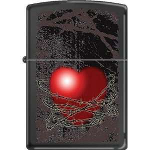  Love is Hard Red Heart Surrounded by Barbed Wire Zippo 
