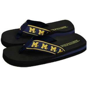  Michigan Wolverines Azure Blue Ladies Flip Flops (9/10 