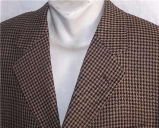 40S Club Room BLACK BROWN HOUNDSTOOTH 100 WOOL sport coat jacket suit 