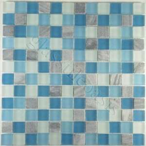   Blue Via Appia Series Frosted Glass and Stone Tile   13656 Home