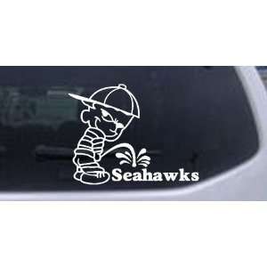 Pee on Seahawks Car Window Wall Laptop Decal Sticker    White 28in X 