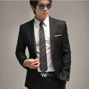 New Mens Premium Slim Fit One Button Stylish Suit Black  