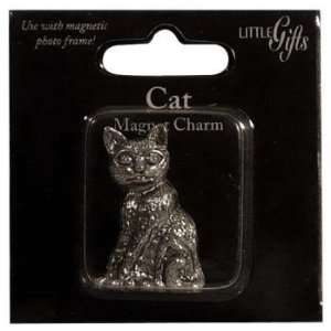  Magnet Charm   Silver Sitting Cat Jewelry