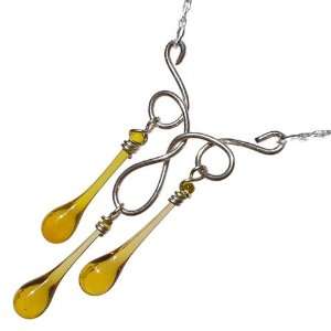Honey 18 Triple Swirl Sundrop Necklace, glass and sterling silver