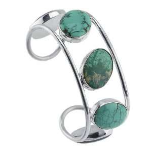    Sterling Silver Cuff Bracelet with Turquoise Cabochons Jewelry