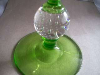   CANDLEHOLDERS Green ART GLASS CONTROLLED BUBBLE(Erickson Era)  