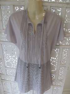 Vintage Pastel GREY RETRO DRAPED Stripe Vtg TUNIC Mini Dress 8 to 10 