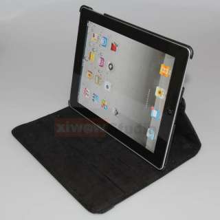 Fr iPad 2 360 Rotating Magnetic Leather Case Smart Cover With Swivel 